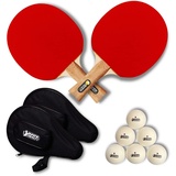 Best Sporting Tischtennis-Schläger Set 'Hobby+' I 2 x Hobby Schläger & 6 x 1* Tischtennis-Bälle I Tischtennis Set inkl. 2 x Tischtennisschläger Hülle mit Ballfach I Tischtennis Zubehör