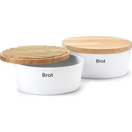 Continenta Brottopf mit Holzdeckel oval 27 cm weiß