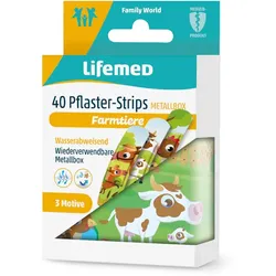 Lifemed 40 Pflaster-Strips METALLBOX Farmtiere 40 St Pflaster
