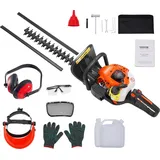 Vevor 23,2 Zoll 26 CC 2-Takt-Benzin-Heckenschere, benzinbetriebene Handheckenschere mit doppelseitiger Dual-Action-Klinge, 180° verstellbarer Trim...