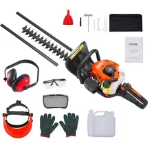 Vevor 23,2 Zoll 26 CC 2-Takt-Benzin-Heckenschere, benzinbetriebene Handheckenschere mit doppelseitiger Dual-Action-Klinge, 180° verstellbarer Trim...