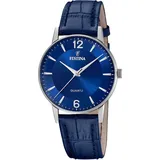 Festina F20690/3 Uhr Herrenuhr, Lederarmband, blau