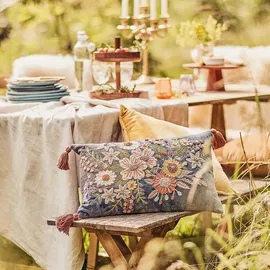 BUTLERS Bohemian Dekokissen 50 x 35 cm Blau