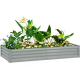 Outsunny Hochbeet aus Stahl, Wetterbeständig Pflanzbeet mit Anti-Schnittkante Frühbeet Gartenbeet rostfrei Pflanzkasten Pflanzkübel 180 x 90 x 30 cm, für Garten Balkon, für Blumen, Gemüse