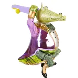 Brubaker Krokodil Mann Weihnachtskugel aus Glas - Handbemalt und Mundgeblasen - Alligator Gentleman Christbaumschmuck Lustig - Christbaumkugel Figuren Weihnachtsdeko Anhänger - Deko Baumkugel