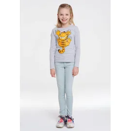 LOGOSHIRT Langarmshirt "Garfield", Jungen, Gr. 128, grau (grau, meliert), 95% Baumwolle, 5% Viskose, bedruckt, meliert, normal, Rundhals, Shirts Langarmshirt, mit lässigem Frontprint