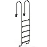 Schwimmbad Tiefbeckenleiter eng aus Edelstahl, Poolleiter aus V2A  ,5-stufig