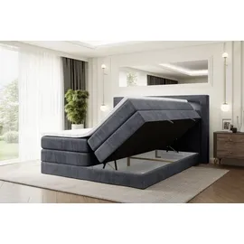 altdecor Boxspringbett NOEL GOLD KING - 160x200 - H3/H4 - Dunkelgrau