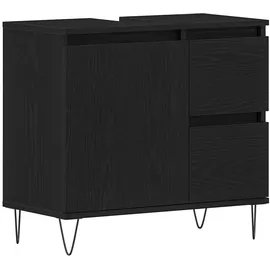 vidaXL Waschbeckenschrank mit Tür Schwarz Eichen-Optik 65 x 33 x 60 cm, 862891