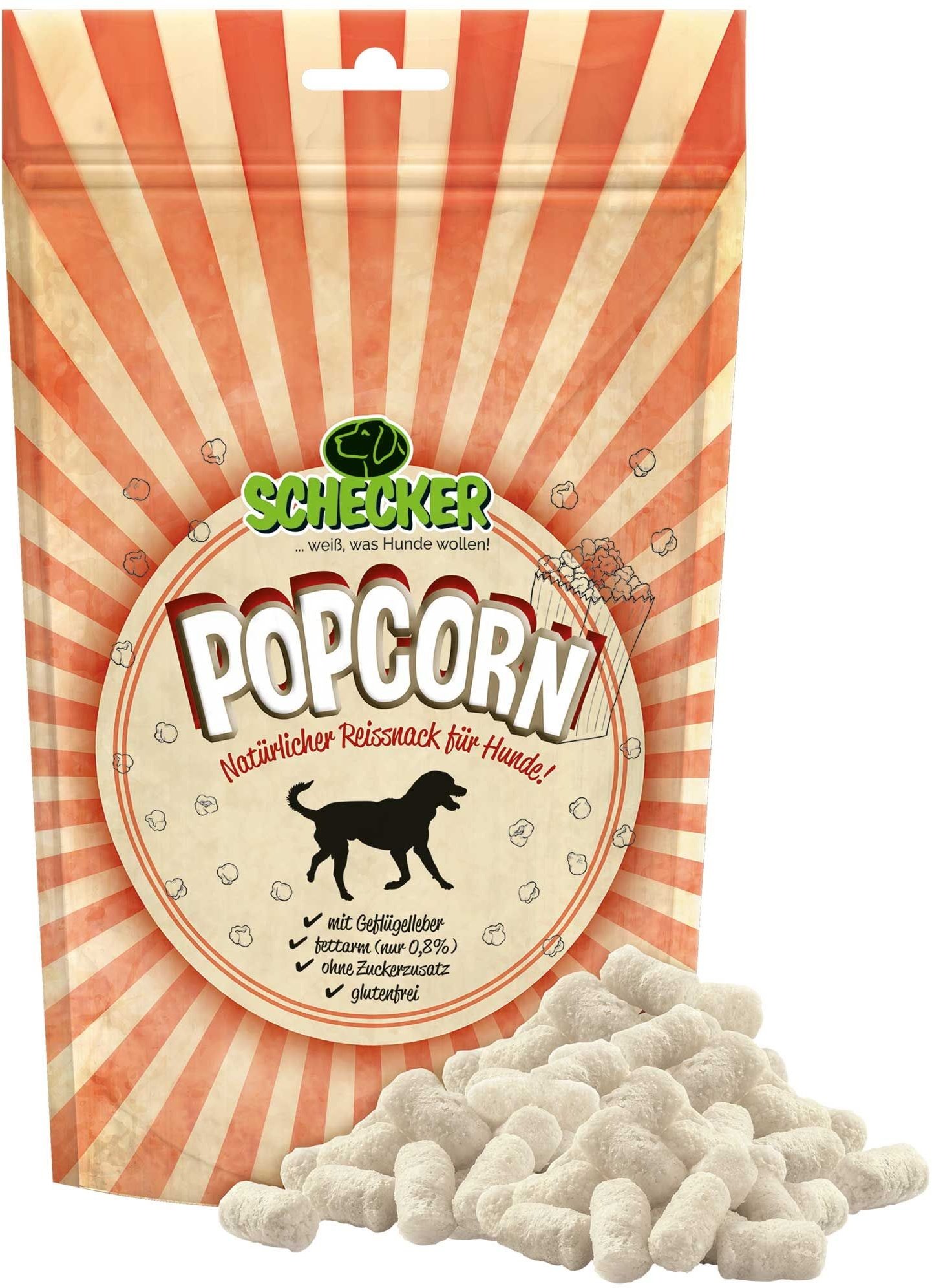 Schecker Hundeleckerli - Popcorn für Hunde Futter 5x100 g