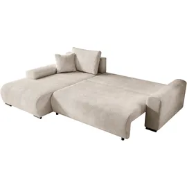 storez24 Eckcouch Cordstoff 3-Sitzer Beige