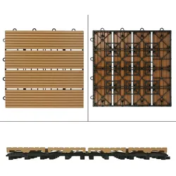 22x WPC Terrassenfliesen Balkonfliese Klickfliese Fliesen Holz 30x30cm Teak 2 m2