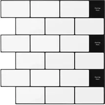 vidaXL Wandfliese U-Bahn-Fliesendeko Weiß/Schwarz 30 x 30 cm 50 St.