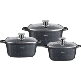 Kinghoff Granit Topf-Set 6-tlg. 3 x quadratische Töpfe 2,8 l + 4,4 l + 6,5 l