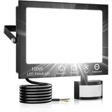 100W LED Strahler mit Bewegungsmelder Außen, Superhell 10000LM Außenstrahler, IP66 Wasserdicht LED Aussenleuchte Fluter mit Fernbedienung, 6500K Kaltweiß Scheinwerfer Aussen für Garten, Garage, Hof