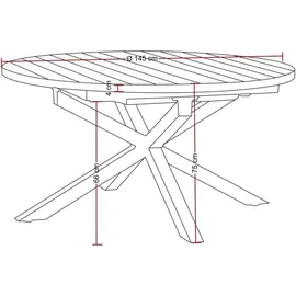 Destiny ARONA Gartentisch Ø 145/199 x 75 cm Anthrazit