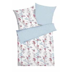 Wendebettwäsche KAEPPEL "Sadira", blau (marine), B/L: 135cm x 200cm, , Seersucker, B/L: 80cm x 80cm, Seersucker, Obermaterial: 100% Baumwolle, Bettwäsche, Mit Blumenmuster