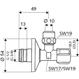 Schell Eckregulierventil COMFORT G 1/2 AGxG 3/8 AG, m ASAG, entz., vc