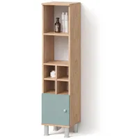 Livinity® Midischrank, Grün, Eiche Wotan, 7 Fächer, Quadratisch, 30x130.6x30