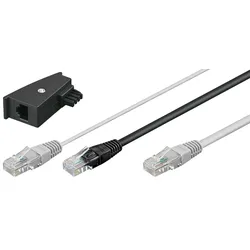 Goobay TAE Telefon Adapter Stecker - 2x RJ45-Stecker > RJ45-Stecker (8P8C) + TAE-F-Stecker