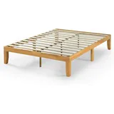 Zinus Moiz Bett 140x200 cm - Höhe 35 cm mit Stauraum unter dem Bett - Holzplattformbettrahmen mit Holzlattenrost - Natural Brown