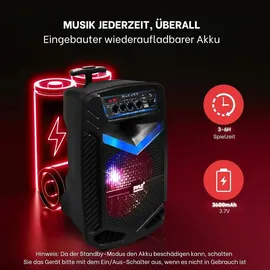 Pyle Audio Pyle PA Bluetooth Lautsprecher – Karaoke Maschine mit Karaoke Mikrofon, 400W, Musikbox Bluetooth Box, Partybox, Rechargeable, 8” Subwoofer, 1” ...