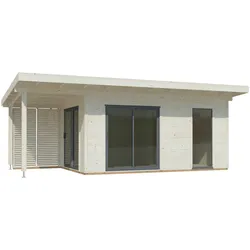 PRE:GA Gartenhaus Belchen 2 Räume Leimholz mit Isolierglas-Schiebetüren mit Schleppdach 700 x 300 cm
