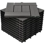 ECD Germany WPC Terrassenfliesen 30x30cm 22er Spar Set Anthrazit Holzoptik