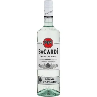 BACARDÍ Carta Blanca White Rum, 37,5% Vol., 70 cl/700 ml, der legendäre weiße Karibik-Rum aus dem Hause BACARDÍ, perfekt für Cocktails (Packung mit 6)