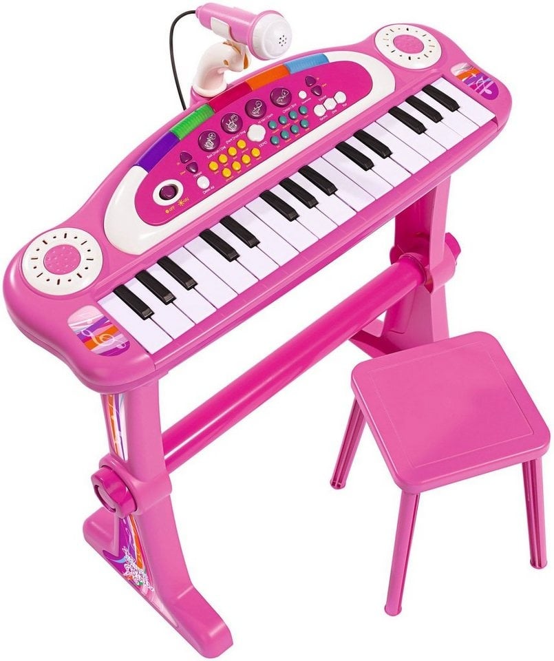 SIMBA Spielzeug-Musikinstrument My Music World Keyboard, pink, mit Hocker und Mikrofon rosa