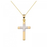 HOPLO Kreuzanhänger Anhänger Kreuz mit massiver Goldkette 1,1 mm 333-8 Karat Gold, Made in Germany 36 cm