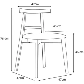 Konsimo Holzstuhl 2er-Set ¦ creme ¦ Maße (cm): B: 47 H: 76