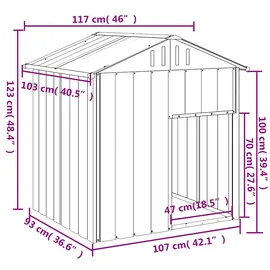 vidaXL Hundehütte mit Dach Anthrazit 117x103x123 cm Verzinkter Stahl