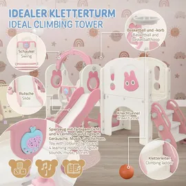 joyz Schaukel mit Spielturm und Rutsche 6-in-1 Rosa