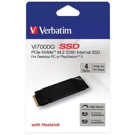 Verbatim Vi7000G PCIe NVMe SSD 4TB, M.2 2280 / M-Key / PCIe 4.0 x4, Kühlkörper (49369)