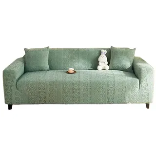 Kaket Sofahusse Stretch-Sofabezug Elastisch Couch Sesselbezug mit dezentem Muster grün 190 cm
