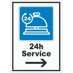 24H Service Aufkleber mit Pfeil rechts A2 (420x594mm)