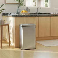 60-liter-sensor-abfalleimer Mit Soft-close-deckel, Automatischer Küchenabfalleimer Aus Edelstahl, Silber
