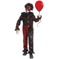 Fun World Kostüm Hochglanz Horrorclown Kostüm für Kinder, Da spiegelt sich diabolische Freude im Gesicht … rot 128-140