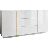MID.YOU Kommode Weiß Hochglanz Kunststoff, 2 Fächer, 3 Schubladen, 158x81x41.3 cm Made in EU, stehend, Garderobe, Garderoben Kommoden