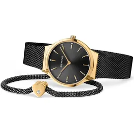 BERING Geschenkset Uhr und Charm-Armband 12131-132-GWP - Schwarz/Schwarz