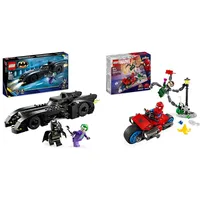 LEGO DC Batmobile: Batman verfolgt den Joker Set, Batmobil-Spielzeugauto & Marvel Motorrad-Verfolgungsjagd: Spider-Man vs. Doc Ock, Superhelden-Spielzeug
