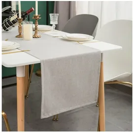 simurq Tischläufer Modern | Abwaschbar, Wasserabweisend, Lotuseffekt | Outdoor Pflegeleicht & Fleckenabweisend | Grau | Table Runner Tischband (30x140 cm)