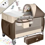 Kidiz KIDIZ® Babybett 3 in 1 Reisebett Kombi Set Baby Bett mit Wickelauflage Moskitonetz Laufstall Baby ab Geburt bis 15 kg luftige Seitenwände mit Seiteneingang Tragetasche zusammenklappbar