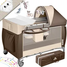 Kidiz KIDIZ® Babybett 3 in 1 Reisebett Kombi Set Baby Bett mit Wickelauflage Moskitonetz Laufstall Baby ab Geburt bis 15 kg luftige Seitenwände mit Seiteneingang Tragetasche zusammenklappbar