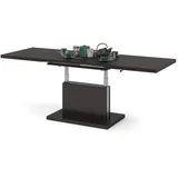 Mazzoni Couchtisch Aston Walnuss Wenge stufenlos höhenverstellbar ausziehbar 120-200cm, Funktionstisch, Wohnzimmertisch, Tisch, Esstisch, Sofatisch braun 120 cm x 56 cm x 80 cm