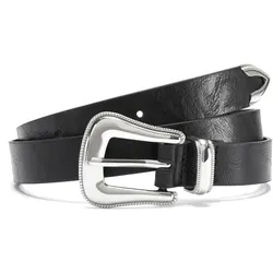 Hüftgürtel LASCANA "Hosengürtel", Damen, Gr. 75, schwarz, Lederimitat, casual, Gürtel, Schnalle im Western Look, Cowboy-Gürtel, für Hosen, Jeans & Kleider