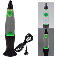 Lavalampe Grün Metallfuß Glasflasche - 40cm, mit Leuchtmittel E14/R39 30 Watt Retro Tischlampe - Wachs Retro Astro Lampe Licht
