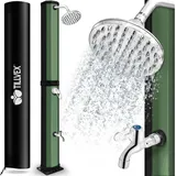 Tillvex - Solardusche 35 Liter Schwarz/Grün inklusive Schutzhaube Gartendusche Pooldusche Camping Pool Solar Außen Dusche Regendusche