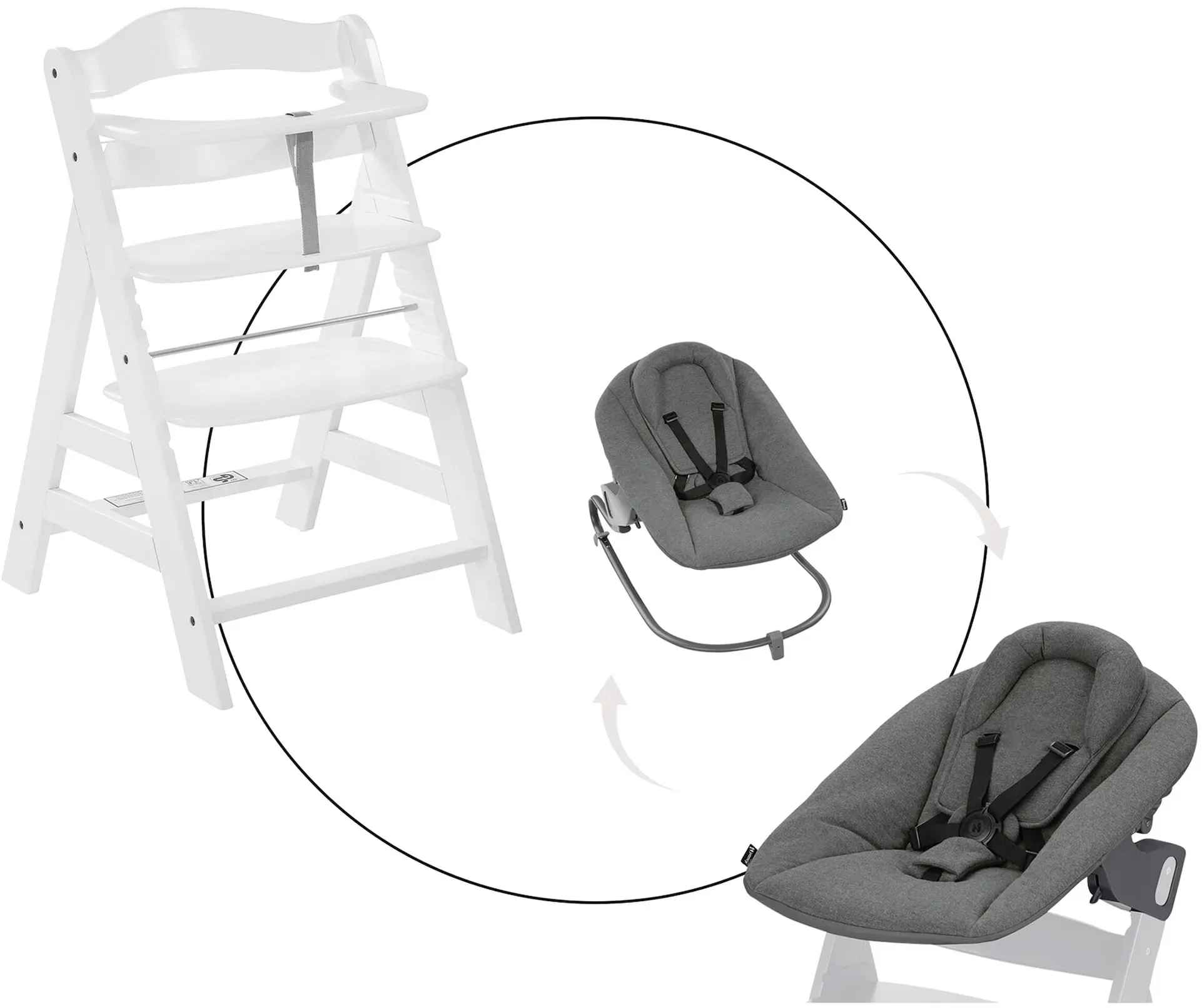 Hauck Bundle Hochstuhl Alpha+ inkl. Alpha Bouncer Premium, weiss